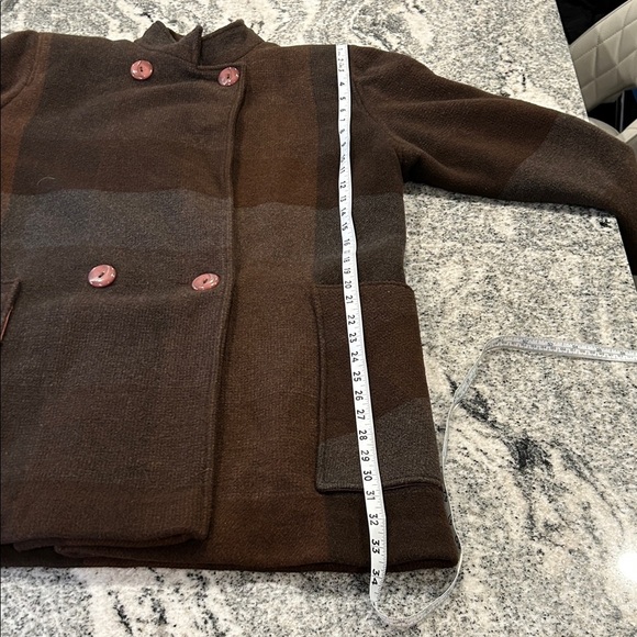 Elegant Women's Brown Pea Coat - Picture 11 of 13